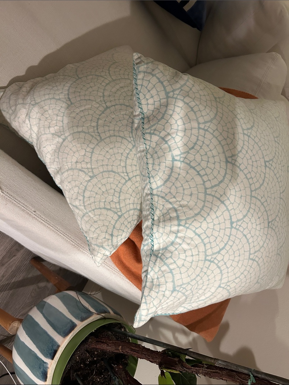John Robshaw Linen Plowcases with Embroidetef Edges, Set/2